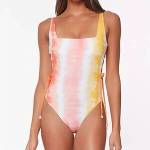 Sanctuary Womens Pink Desert Dreamer Square Neck Multicolor Swimsuit Size M